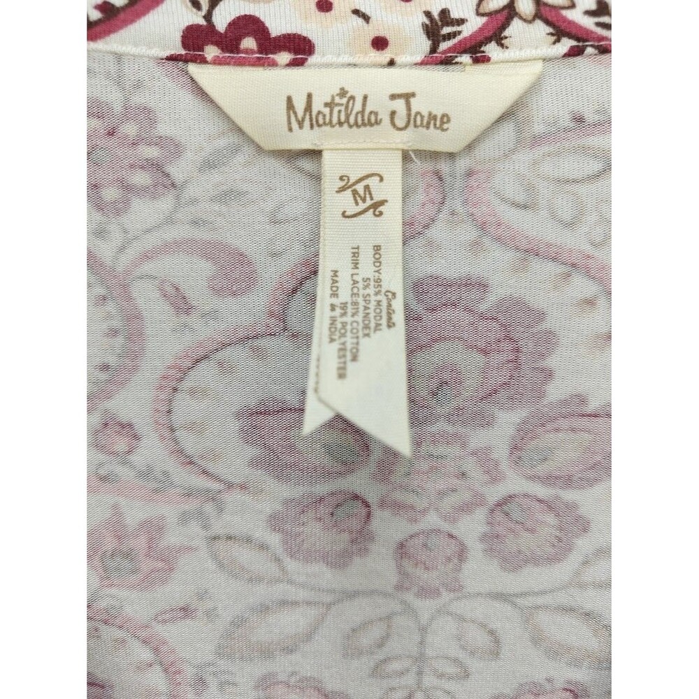 Matilda Jane Women’s M Boho Floral Tunic Blouse Long Sleeve Pink Embroidered - Picture 12 of 12
